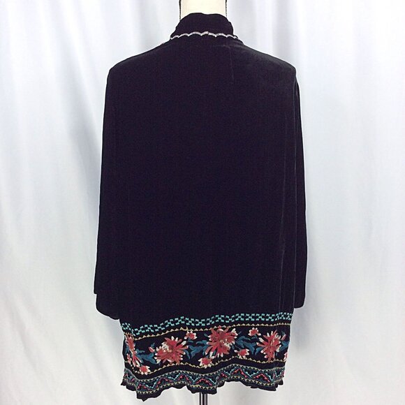 Johnny Was Embroidered Velvet Kimono Cardigan XXL 1X 2X [READ MEASUREMENTS] Silk - Picture 3 of 9